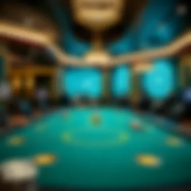 Elegant Casino Poker Table Elegant poker table set in a sophisticated casino environment.