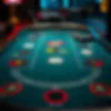 Detailed view of a premium poker table showcasing its felt surface and layout.
