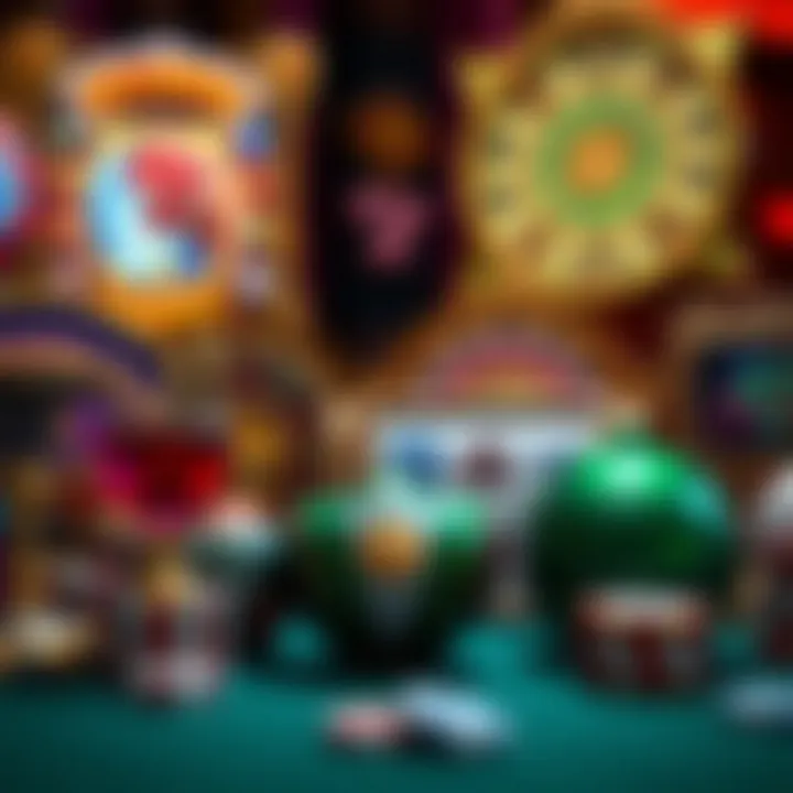 A diverse collection of casino game icons including slots and table games