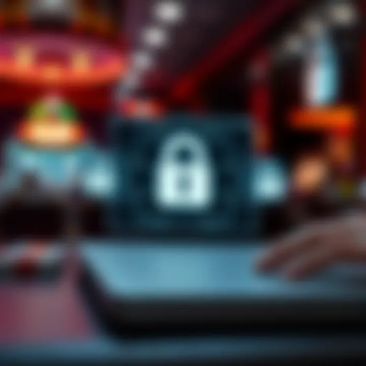 An illustration of secure online transactions with encryption symbols