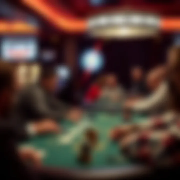 Intense Gameplay at the Poker Table Interior shot of a poker table in action