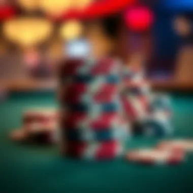 Expertly Stacked Poker Chips A close-up of expertly stacked poker chips at a poker table