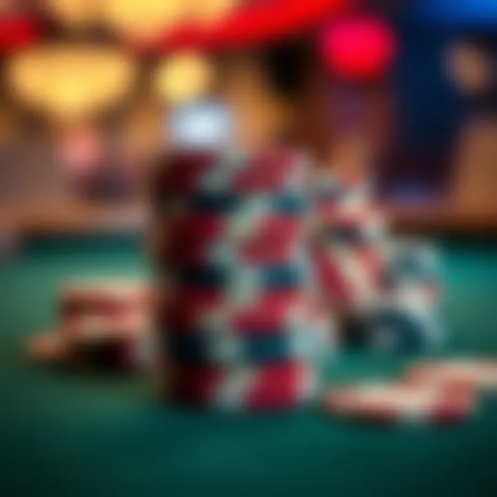 Expertly Stacked Poker Chips A close-up of expertly stacked poker chips at a poker table