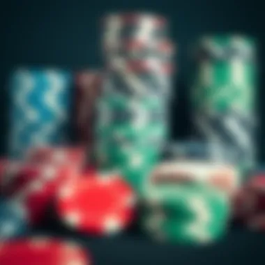 Variety of Poker Chips An array of poker chips in various colors and denominations