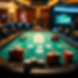 A captivating illustration of Caribbean Poker table setup with cards and chips