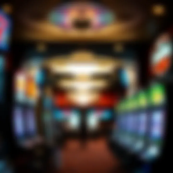 Inside a Gambling Venue Interior of a bustling gambling venue with slot machines