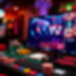 Virtual casino gameplay on a computer screen